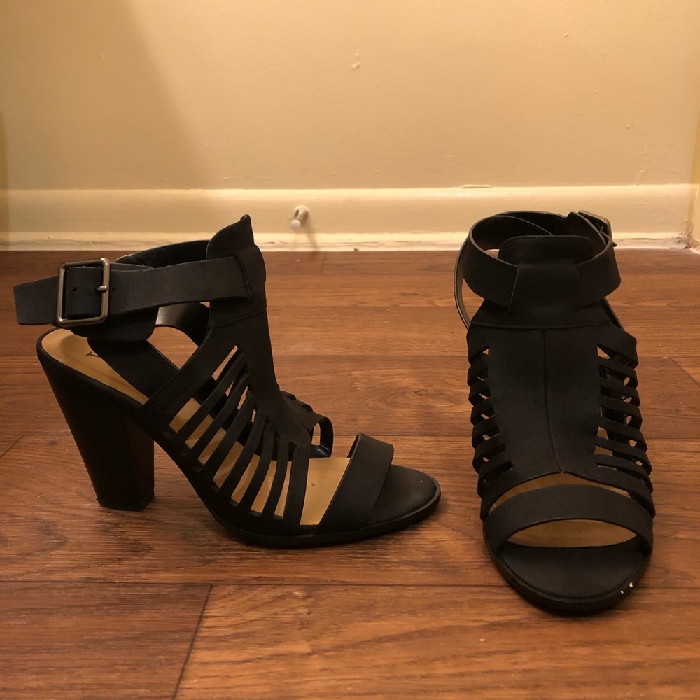 Black strappy heels